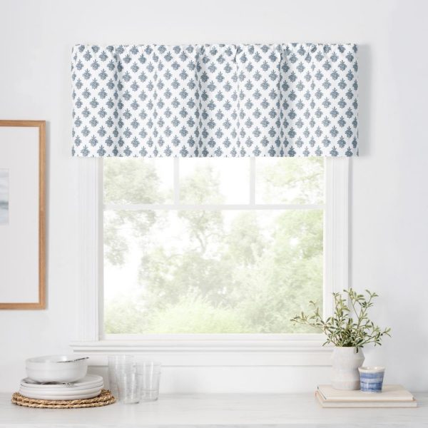 Ellis Curtain Manchester 3 Rod Pocket 100% Cotton Machine Wash and Dry Scallop Valance Lined 50 x 16 Blue - 图片 2