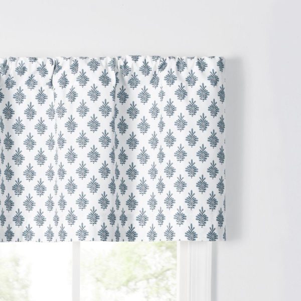 Ellis Curtain Manchester 3 Rod Pocket 100% Cotton Machine Wash and Dry Scallop Valance Lined 50 x 16 Blue - 图片 3