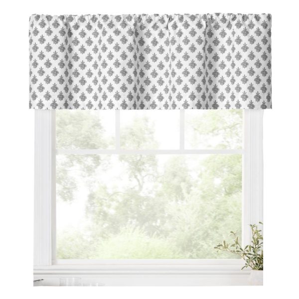 Ellis Curtain Manchester 3 Rod Pocket 100% Cotton Machine Wash and Dry Scallop Valance Lined 50 x 16 Black