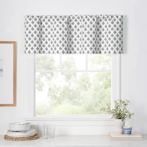 Ellis Curtain Manchester 3 Rod Pocket 100% Cotton Machine Wash and Dry Scallop Valance Lined 50 x 16 Black - 图片 2