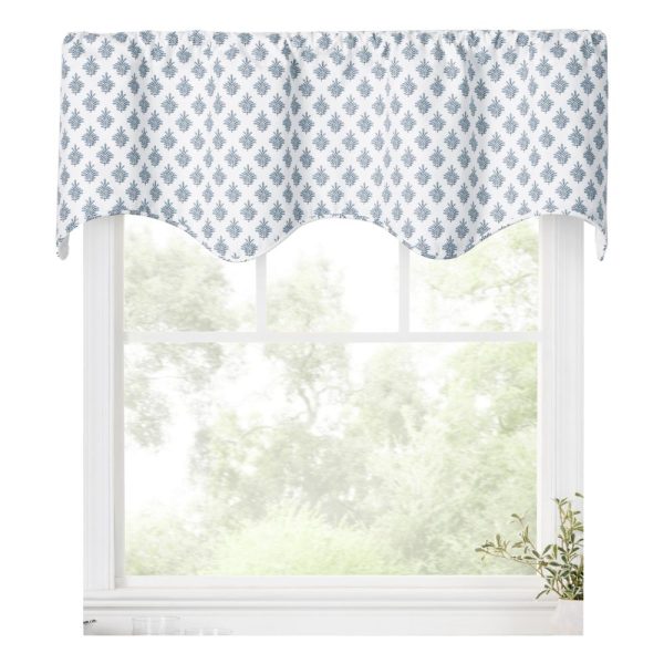 Ellis Curtain Manchester 3 Rod Pocket 100% Cotton Machine Wash and Dry Tailored Valance 50 x 16 Blue