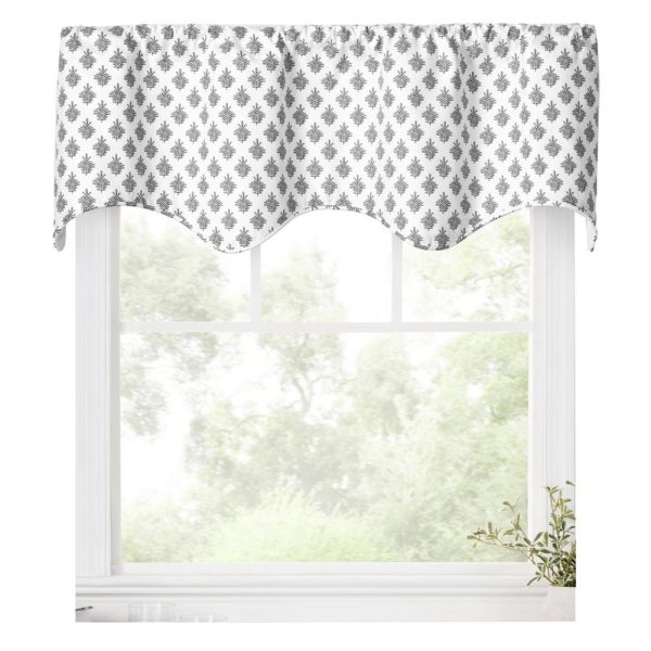 Ellis Curtain Manchester 3 Rod Pocket 100% Cotton Machine Wash and Dry Tailored Valance 50 x 16 Black