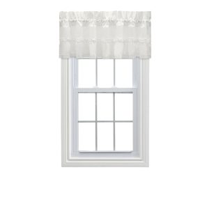 Ellis Curtain Madelyn Ruffled Victorian 1.5 Rod Pocket Valances for Windows 60 x 16 Natural