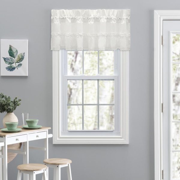 Ellis Curtain Madelyn Ruffled Victorian 1.5 Rod Pocket Valances for Windows 60 x 16 Natural - 图片 2