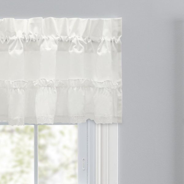 Ellis Curtain Madelyn Ruffled Victorian 1.5 Rod Pocket Valances for Windows 60 x 16 Natural - 图片 3