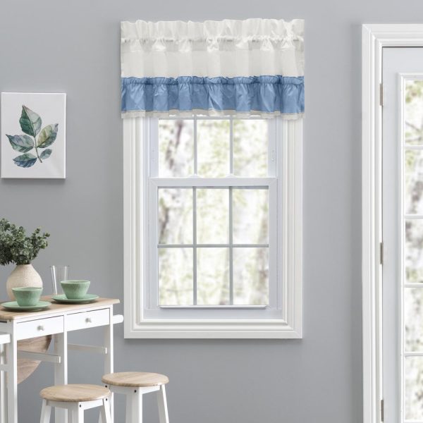 Ellis Curtain Madelyn Ruffled Victorian 1.5 Rod Pocket Valances for Windows 60 x 16 Slate - 图片 2