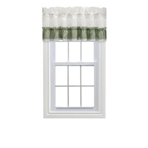 Ellis Curtain Madelyn Ruffled Victorian 1.5 Rod Pocket Valances for Windows 60 x 16 Sage