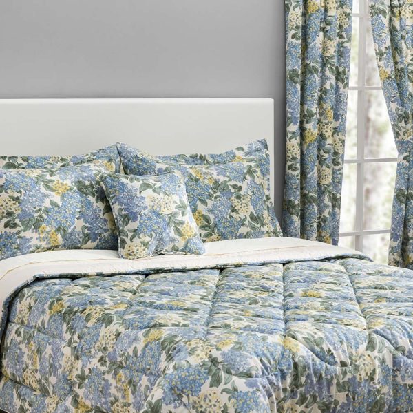 Ellis Hydrangea Classic Pattern Printed 1.5 Rod Pocket Window Tailored Tiers Blue - 图片 4