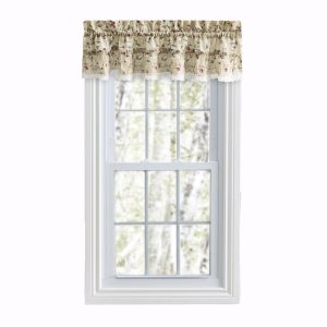 Ellis Curtain Cherries Ruffled 1.5 Rod Pocket Valance for Windows 52 x 12 Natural
