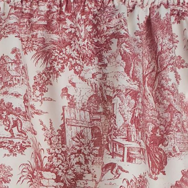 Ellis Curtain Victoria Park Toile High Quality Classic Print Swag Lined Empress Window Valance - 2-Piece - 70 x28. Red - 图片 4
