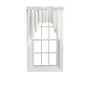 Ellis Stacey 3 Rod Pocket High Quality Fabric Solid Color Window Lined Swag Set Ice Cream