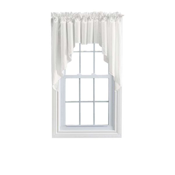 Ellis Stacey 3 Rod Pocket High Quality Fabric Solid Color Window Lined Swag Set Ice Cream