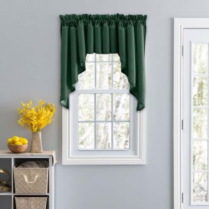 Ellis Stacey 3Rod Pocket High Quality Fabric Solid Color Window Lined Swag Set Harvest