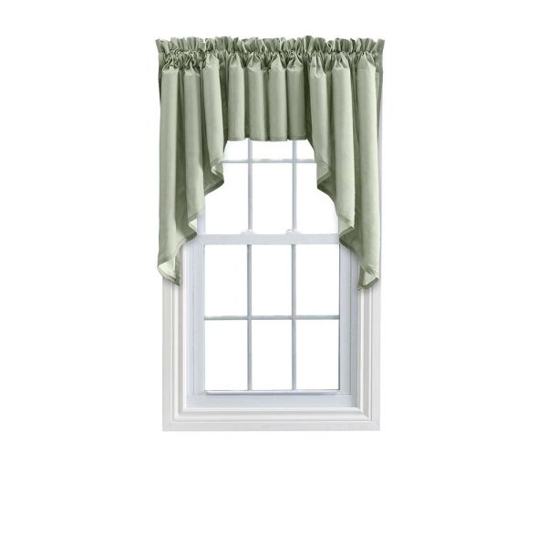 Ellis Stacey 3 Rod Pocket High Quality Fabric Solid Color Window Lined Swag Set Sage - 图片 4