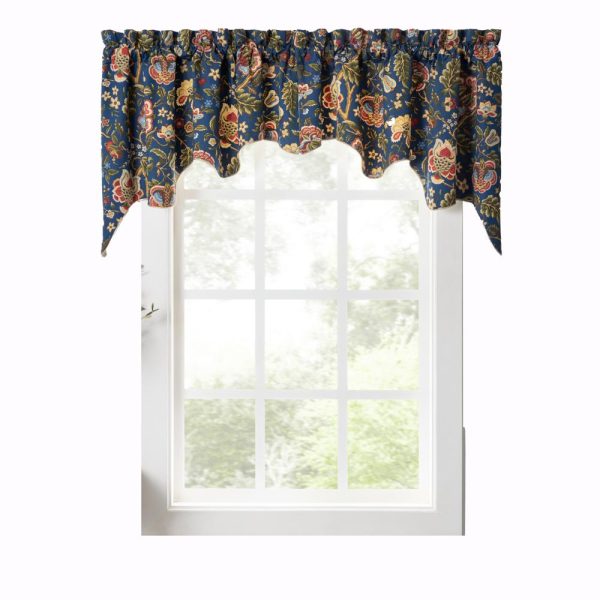 Ellis Curtain Regency Swag Shaped 3 Rod Pocket Valances for Windows 100 x 30 Navy
