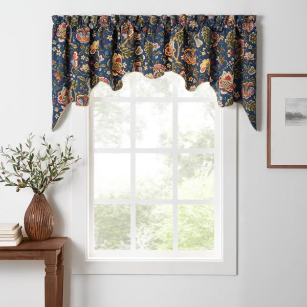 Ellis Curtain Regency Swag Shaped 3 Rod Pocket Valances for Windows 100 x 30 Navy - 图片 2
