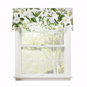 Ellis Curtain Whitfield Lined Scallop 3 Rod Pocket Valances for Windows 50 x 15 Clover