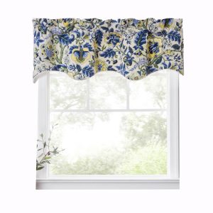 Ellis Curtain Regency Scallop Shaped 3 Rod Pocket Valances for Windows 50 x 15 Blue