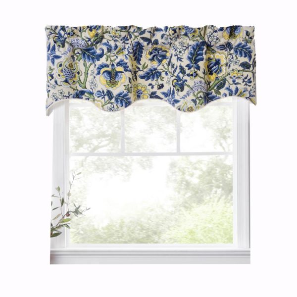 Ellis Curtain Regency Scallop Shaped 3 Rod Pocket Valances for Windows 50 x 15 Blue