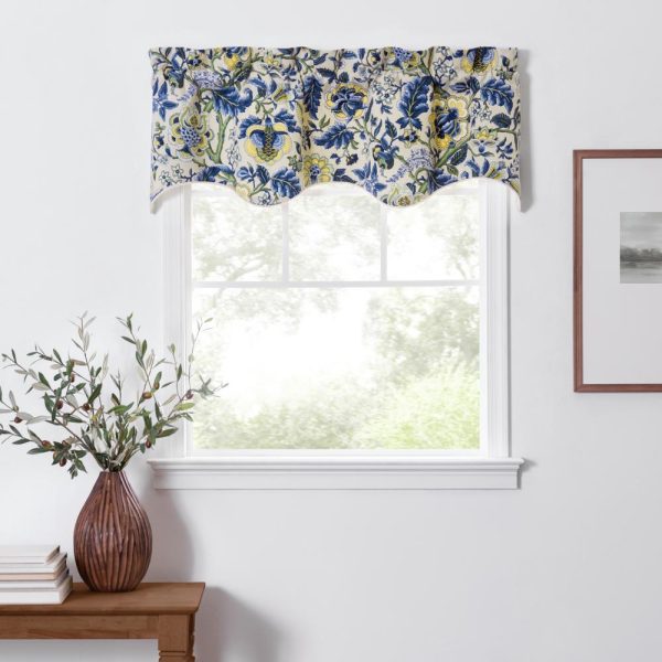 Ellis Curtain Regency Scallop Shaped 3 Rod Pocket Valances for Windows 50 x 15 Blue - 图片 2