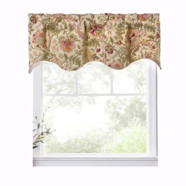 Ellis Curtain Regency Scallop Shaped 3 Rod Pocket Valances for Windows 50 x1 5 Antique
