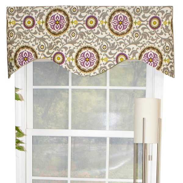 RLF Home Celestial Cornice 100% Cotton with Fully Lined 3 Rod Pocket Valnance for Windows 50 x 17 Sterling