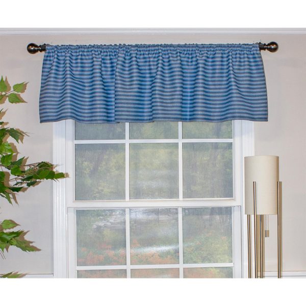 RLF Home Serpentine Tailored 100% Cotton with Fully Lined 3 Rod Pocket Valnance for Windows 50 x 14 Sky - 图片 2