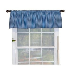 RLF Home Serpentine Tailored 100% Cotton with Fully Lined 3 Rod Pocket Valnance for Windows 50 x 14 Sky