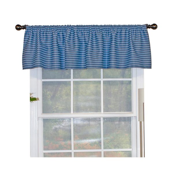 RLF Home Serpentine Tailored 100% Cotton with Fully Lined 3 Rod Pocket Valnance for Windows 50 x 14 Sky
