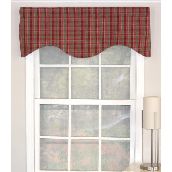 RLF Home Gabriel Check Cornice 100% Cotton with Fully Lined 3 Rod Pocket Valnance for Windows 50 x 17 Grape - 图片 2