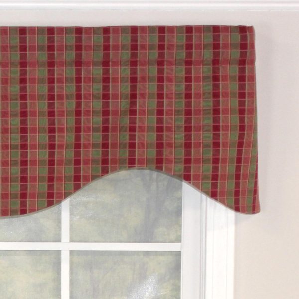 RLF Home Gabriel Check Cornice 100% Cotton with Fully Lined 3 Rod Pocket Valnance for Windows 50 x 17 Grape - 图片 3