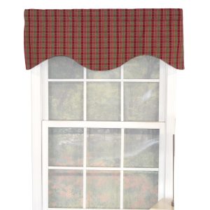 RLF Home Gabriel Check Cornice 100% Cotton with Fully Lined 3 Rod Pocket Valnance for Windows 50 x 17 Grape