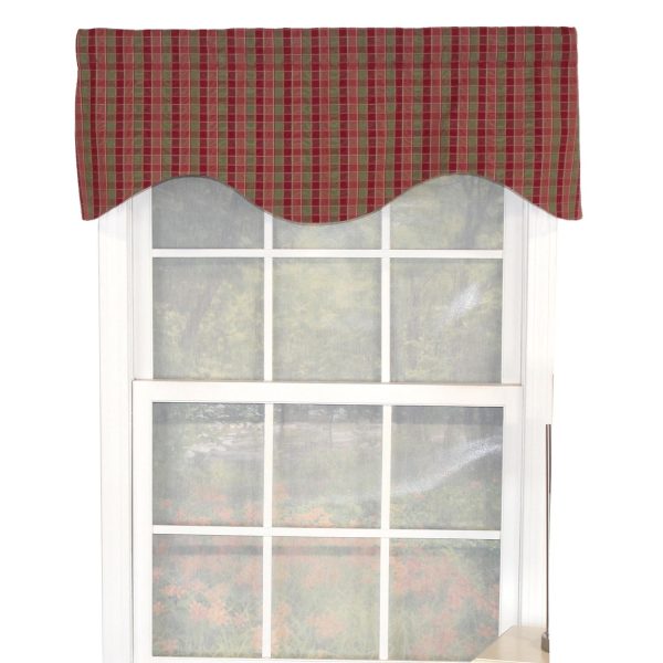 RLF Home Gabriel Check Cornice 100% Cotton with Fully Lined 3 Rod Pocket Valnance for Windows 50 x 17 Grape