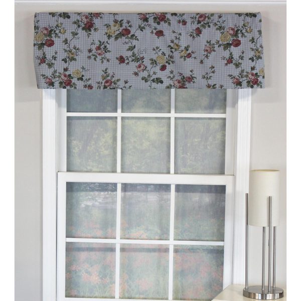 RLF Home Flower Grid Tailored 100% Cotton with Fully Lined 3 Rod Pocket Valnance for Windows 50 x 14 Chetwode - 图片 2