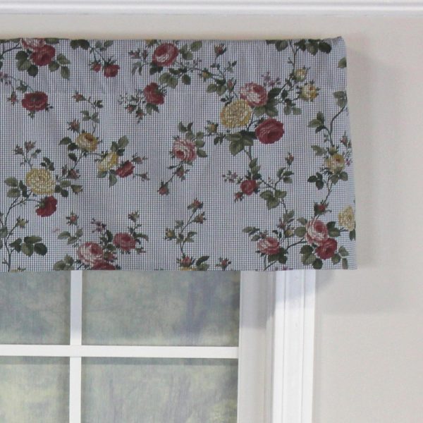 RLF Home Flower Grid Tailored 100% Cotton with Fully Lined 3 Rod Pocket Valnance for Windows 50 x 14 Chetwode - 图片 3