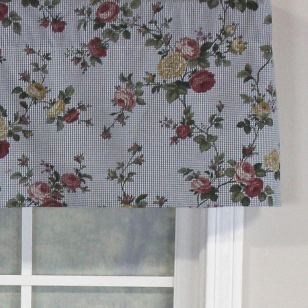 RLF Home Flower Grid Tailored 100% Cotton with Fully Lined 3 Rod Pocket Valnance for Windows 50 x 14 Chetwode - 图片 5