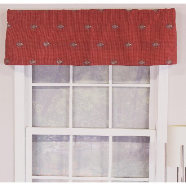RLF Home Bubbles Tailored 100% Cotton with Fully Lined 3 Rod Pocket Valnance for Windows 50 x 14 Red - 图片 2