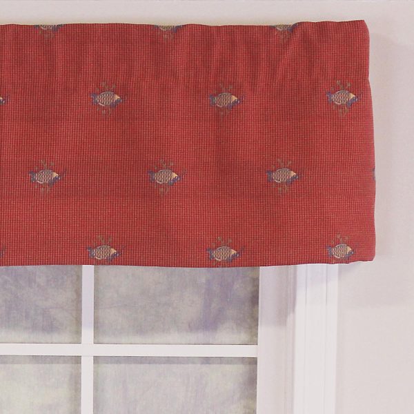 RLF Home Bubbles Tailored 100% Cotton with Fully Lined 3 Rod Pocket Valnance for Windows 50 x 14 Red - 图片 3