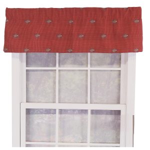 RLF Home Bubbles Tailored 100% Cotton with Fully Lined 3 Rod Pocket Valnance for Windows 50 x 14 Red