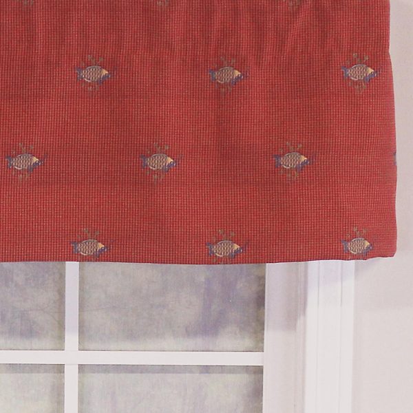 RLF Home Bubbles Tailored 100% Cotton with Fully Lined 3 Rod Pocket Valnance for Windows 50 x 14 Red - 图片 5