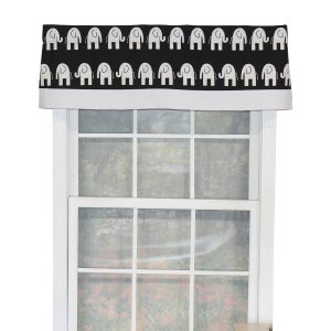 RLF Home Ele Banded 100% Cotton with Fully Lined 3 Rod Pocket Valnance for Windows 50 x 15