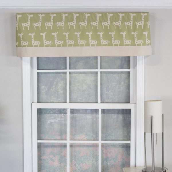 RLF Home Girafee Banded 100% Cotton with Fully Lined 3 Rod Pocket Valnance for Windows 50 x 15 Fern - 图片 2