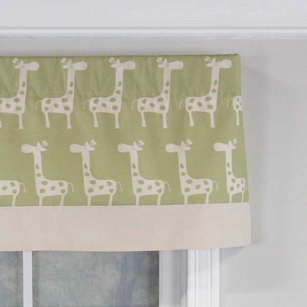 RLF Home Girafee Banded 100% Cotton with Fully Lined 3 Rod Pocket Valnance for Windows 50 x 15 Fern - 图片 3