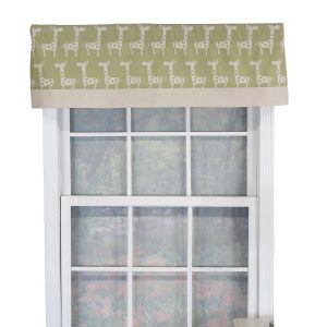 RLF Home Girafee Banded 100% Cotton with Fully Lined 3 Rod Pocket Valnance for Windows 50 x 15 Fern