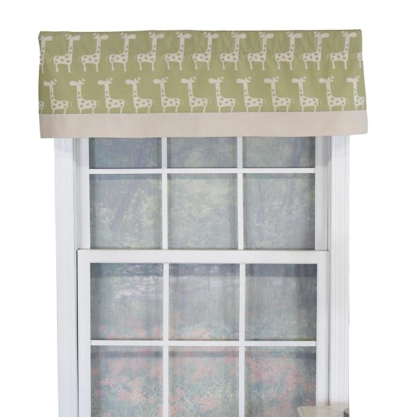 RLF Home Girafee Banded 100% Cotton with Fully Lined 3 Rod Pocket Valnance for Windows 50 x 15 Fern