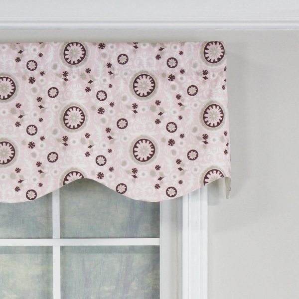 RLF Home Pin Wheel Provance 100% Cotton with Fully Lined 3 Rod Pocket Valnance for Windows 50 x 15 Pink - 图片 3