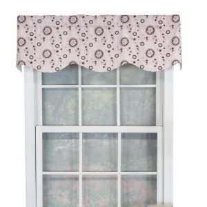 RLF Home Pin Wheel Provance 100% Cotton with Fully Lined 3 Rod Pocket Valnance for Windows 50 x 15 Pink