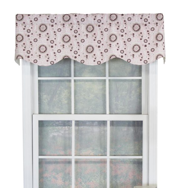 RLF Home Pin Wheel Provance 100% Cotton with Fully Lined 3 Rod Pocket Valnance for Windows 50 x 15 Pink