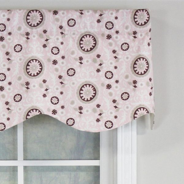 RLF Home Pin Wheel Provance 100% Cotton with Fully Lined 3 Rod Pocket Valnance for Windows 50 x 15 Pink - 图片 5