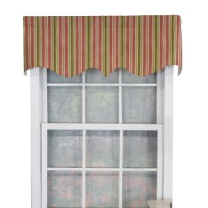 RLF Home Dell Stripe Regal 100% Cotton with Fully Lined 3 Rod Pocket Valnance for Windows 50 x 17 Watermelon